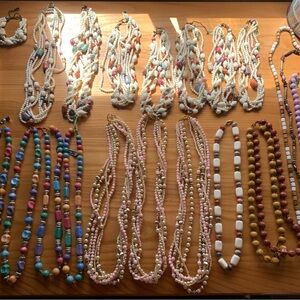 Lot of Vintage Multi-Strand Beaded Necklaces Genuine Lucite 22 Pieces
